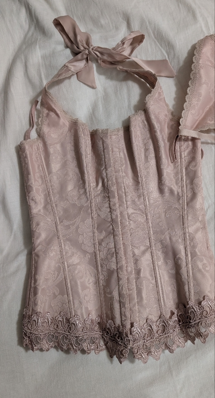 Frederick's of Hollywood Blush Lace Halter Bustier Size 32
